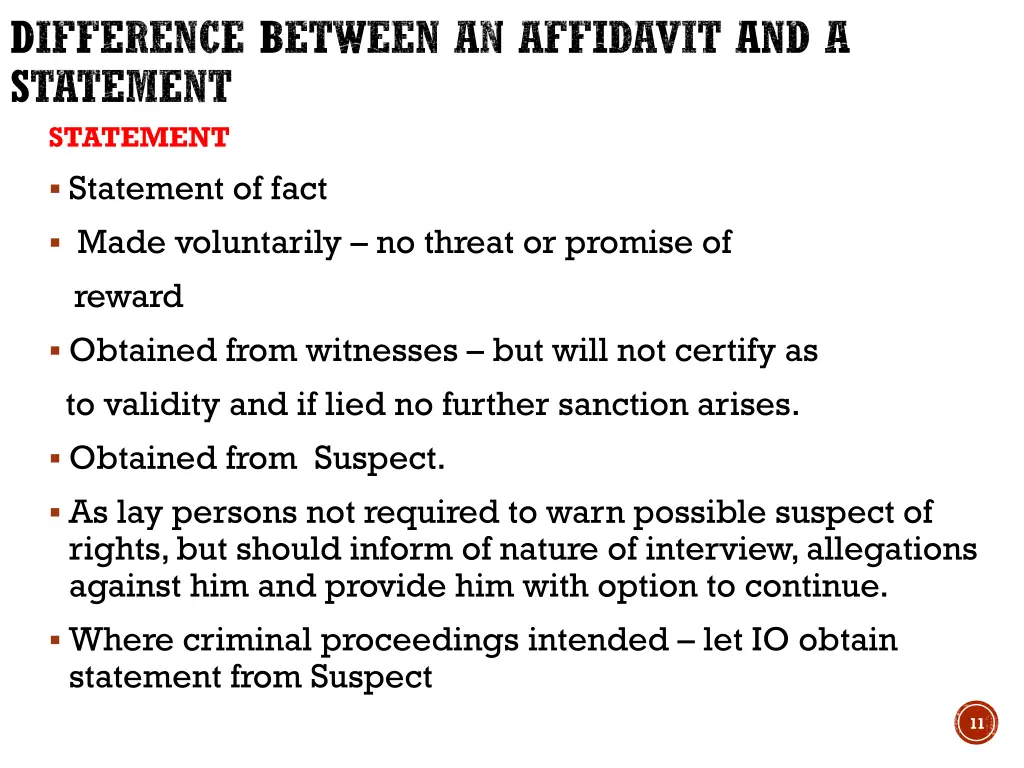 difference between an affidavit and a statement