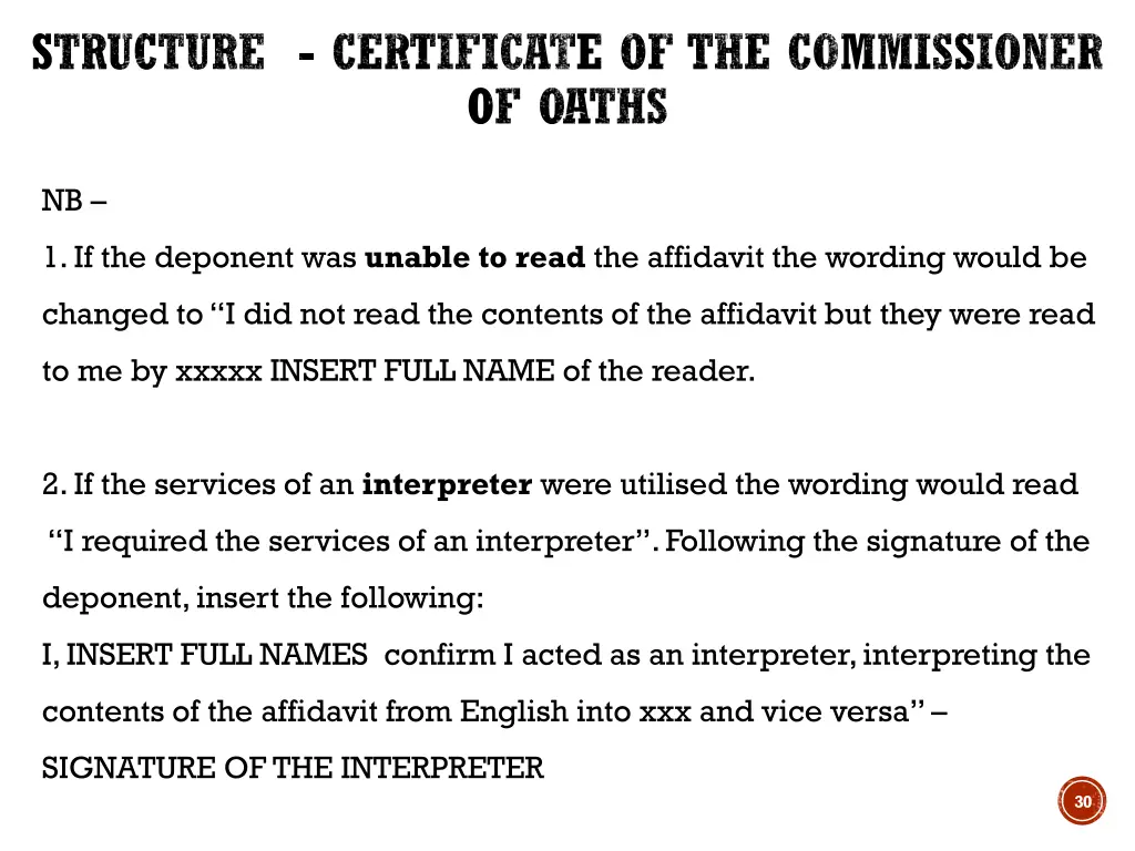 structure certificate of the commissioner of oaths 1