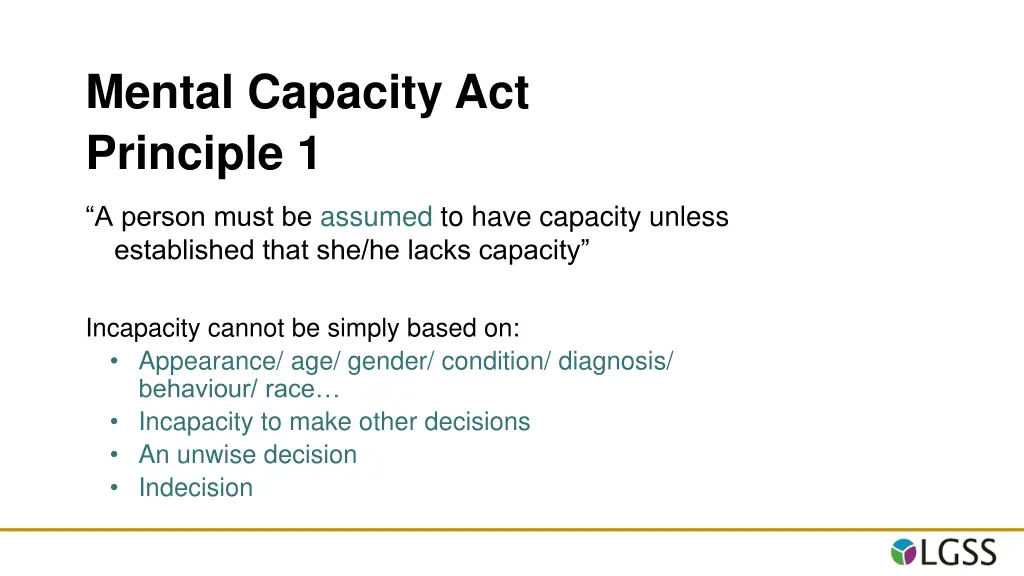 mental capacity act principle 1