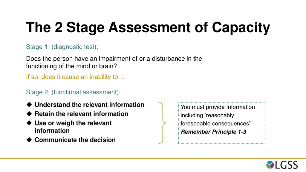 the 2 stage assessment of capacity 1