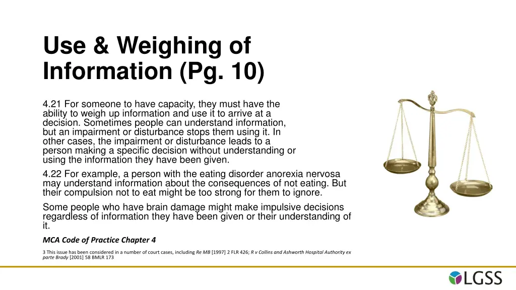 use weighing of information pg 10