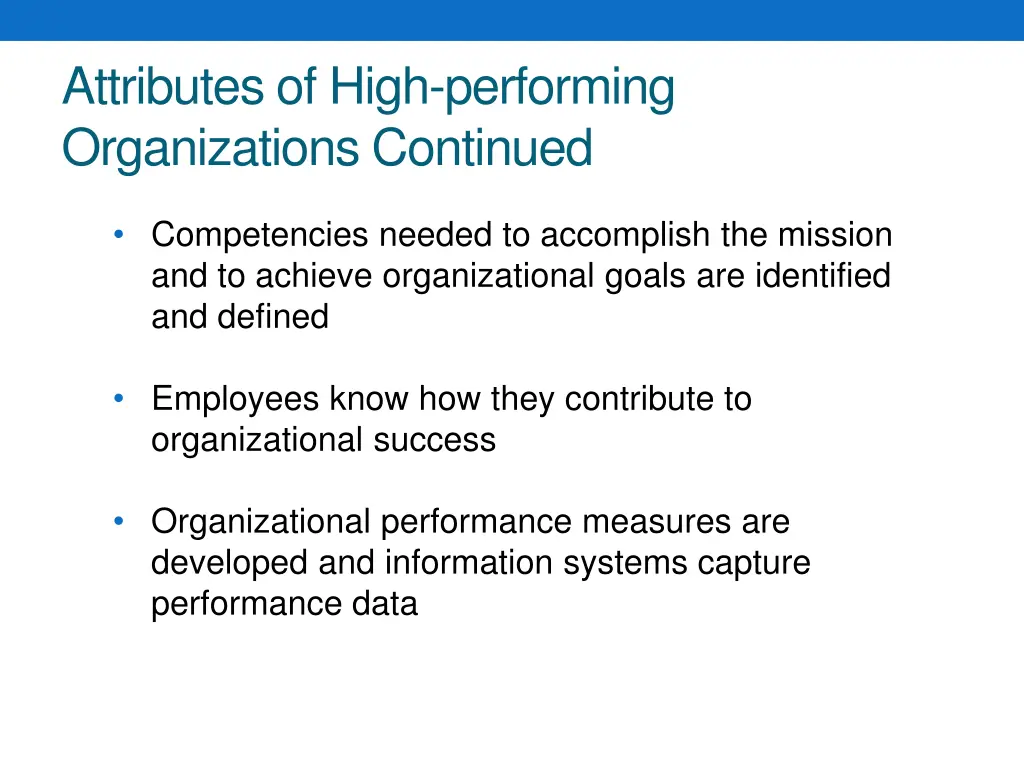 attributes of high performing organizations 1