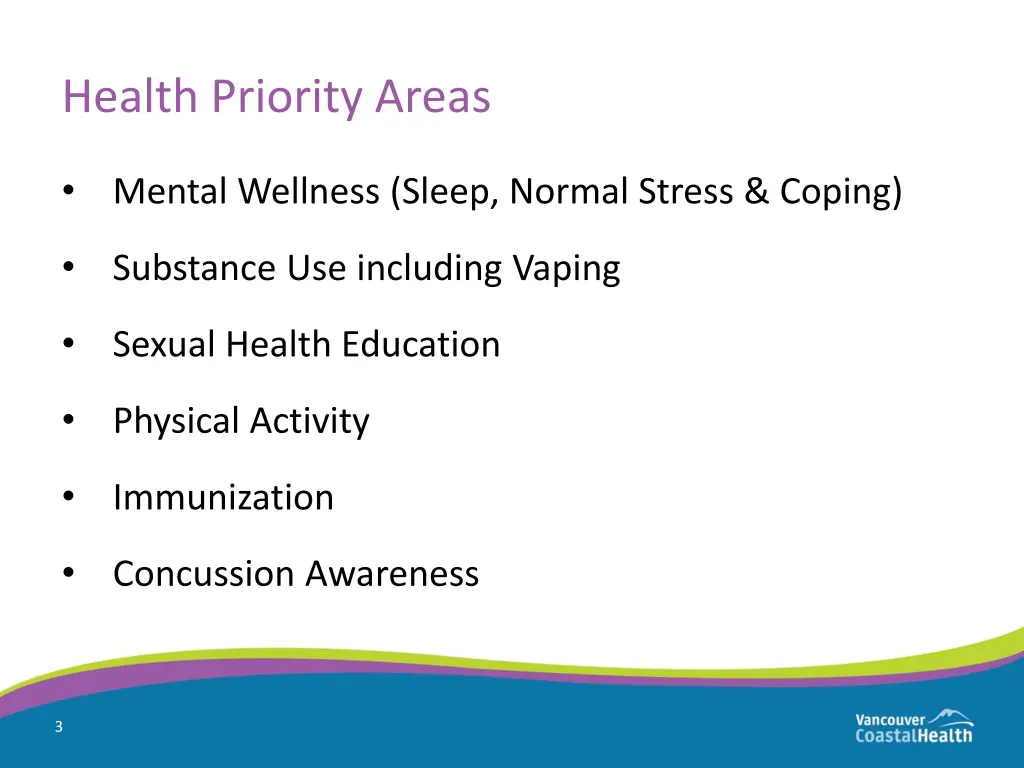 health priority areas