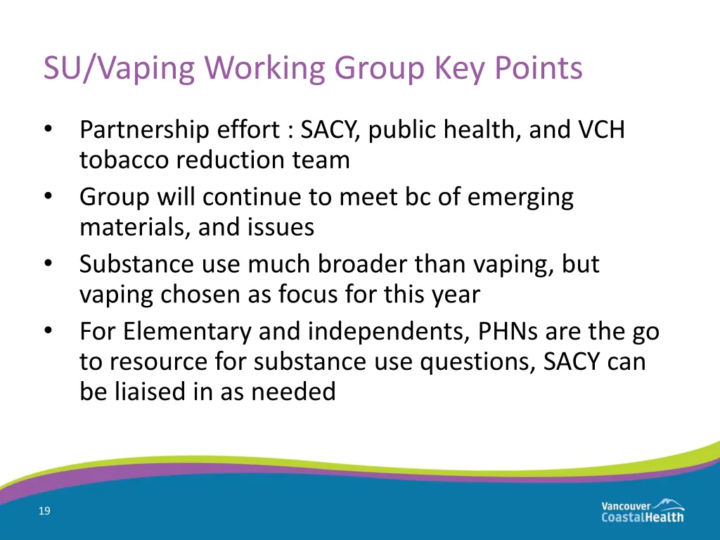 su vaping working group key points