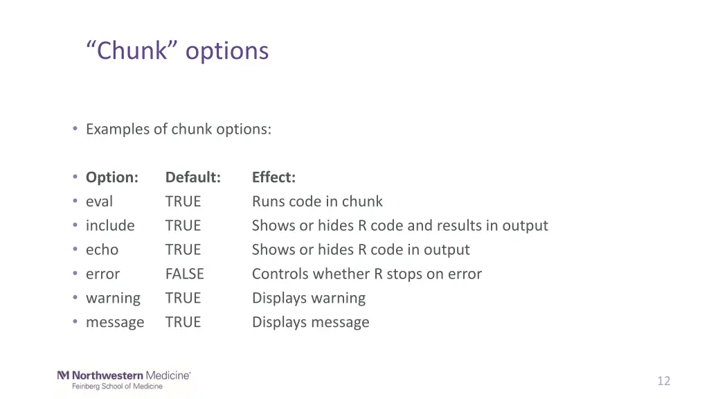 chunk options