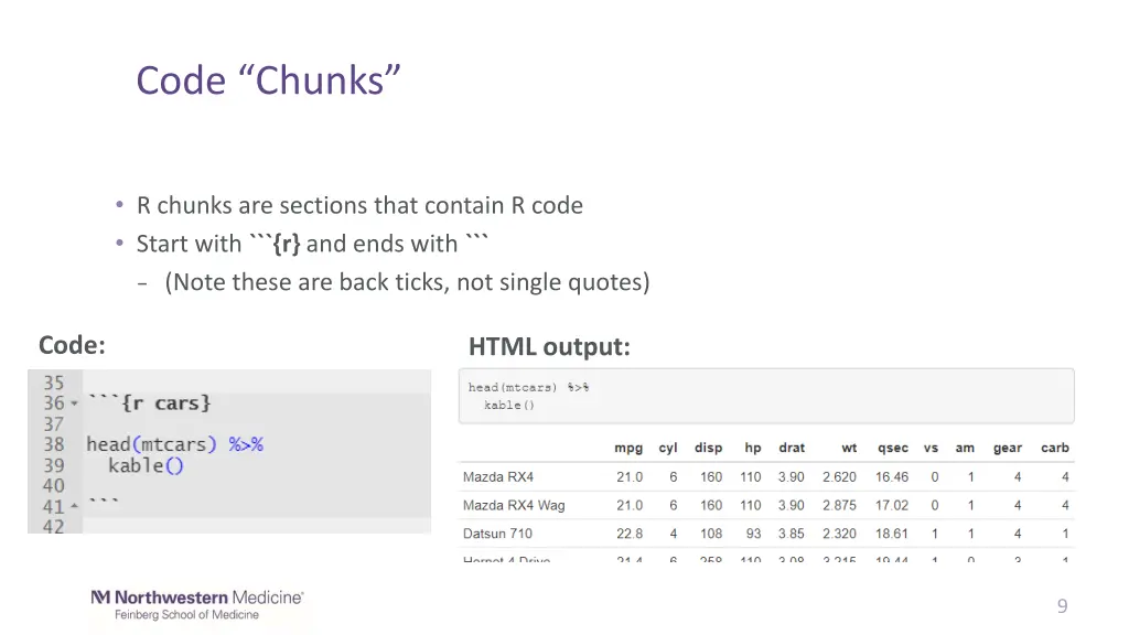 code chunks