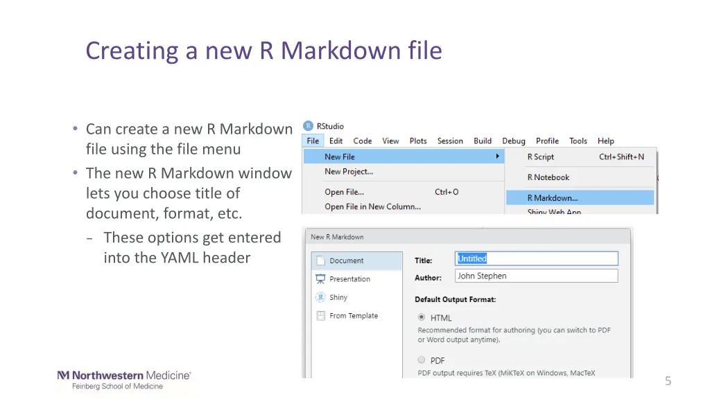 creating a new r markdown file