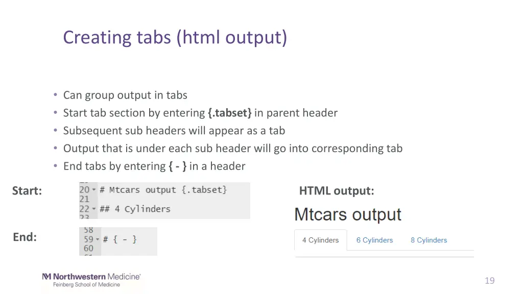 creating tabs html output