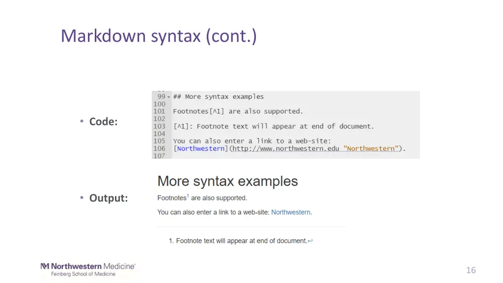 markdown syntax cont