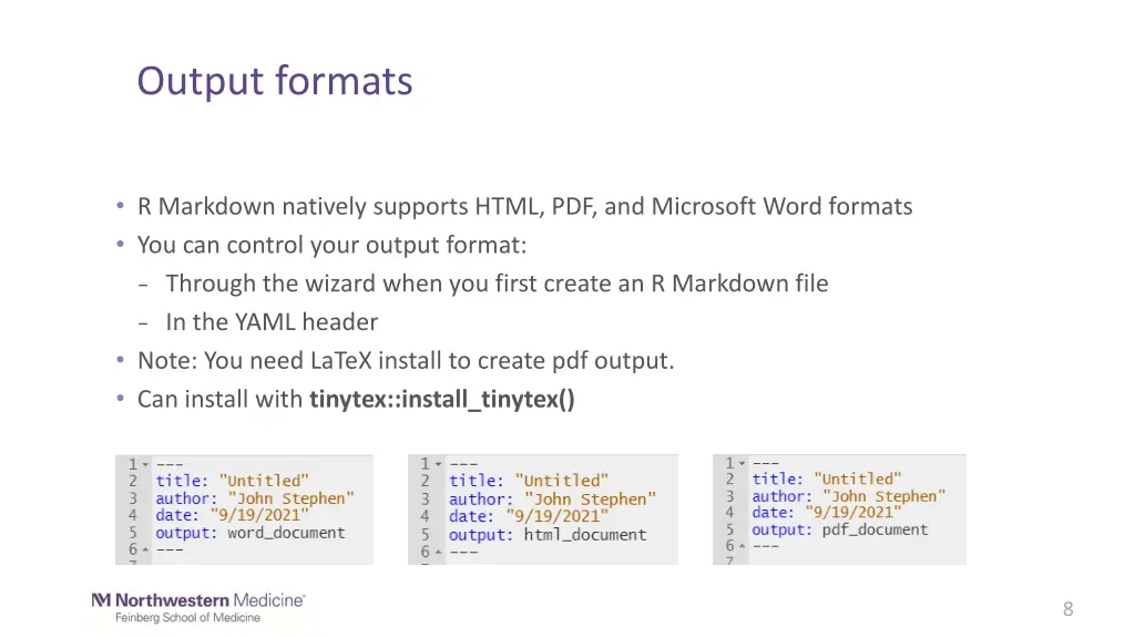 output formats