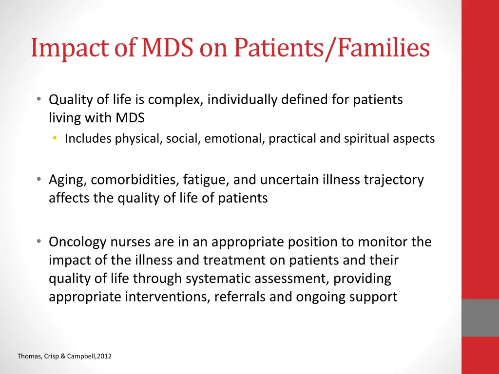 impact of mds on patients families