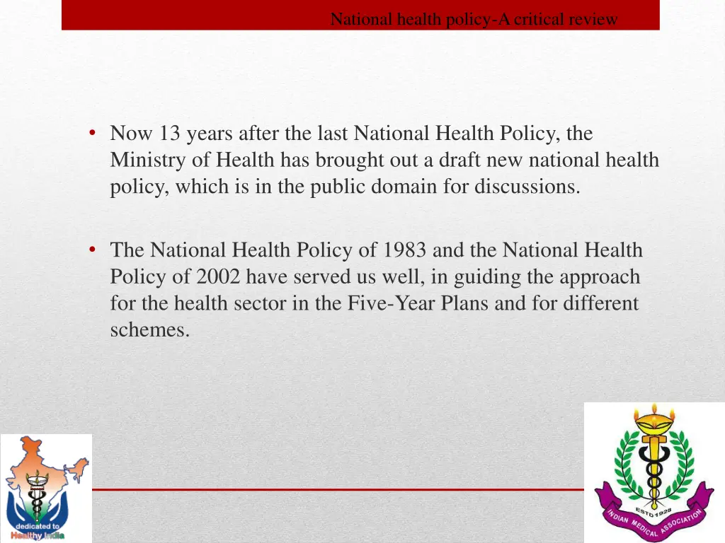 national health policy a critical review 1