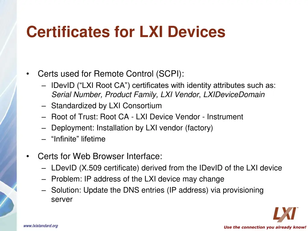 certificates for lxi devices