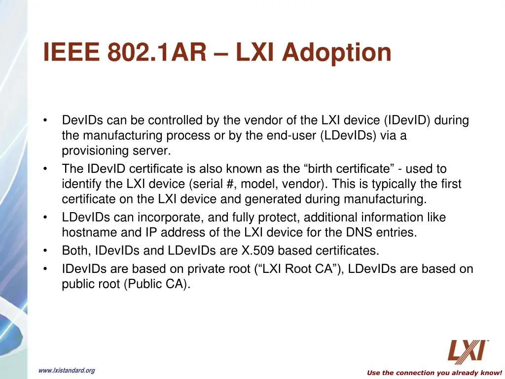 ieee 802 1ar lxi adoption