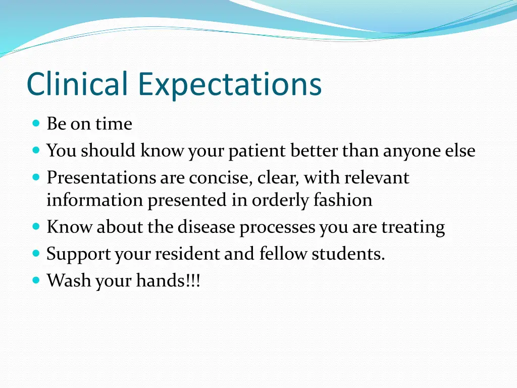 clinical expectations