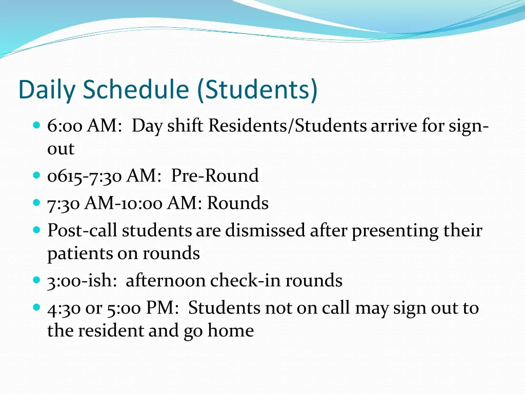 daily schedule students