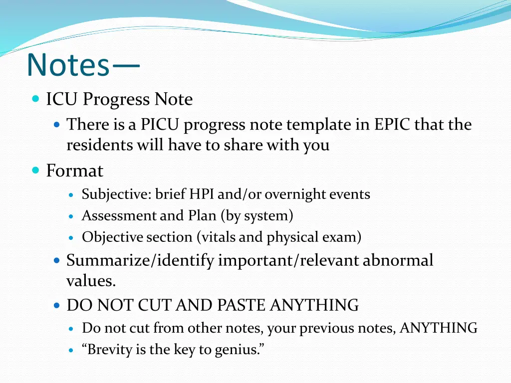 notes icu progress note