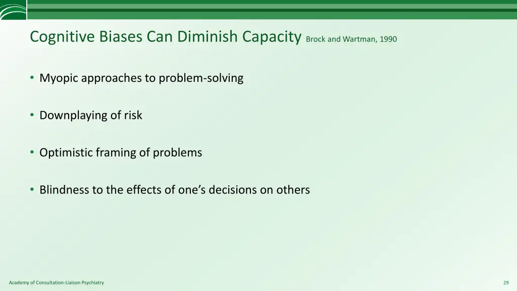 cognitive biases can diminish capacity brock