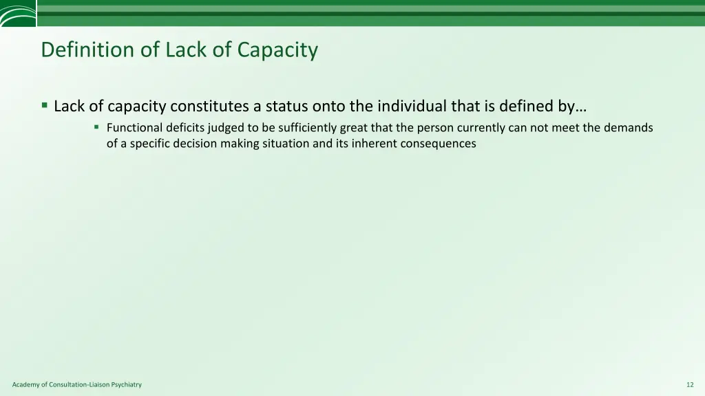 definition of lack of capacity