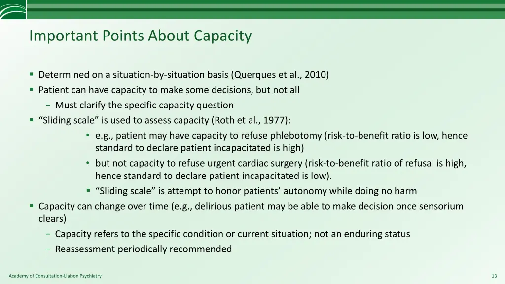 important points about capacity