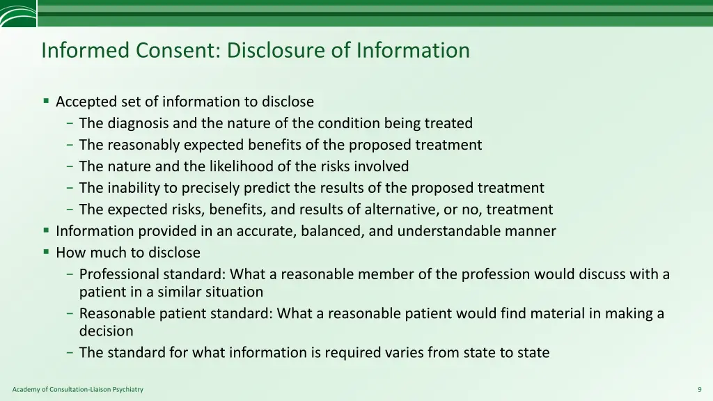 informed consent disclosure of information