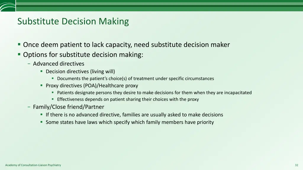 substitute decision making