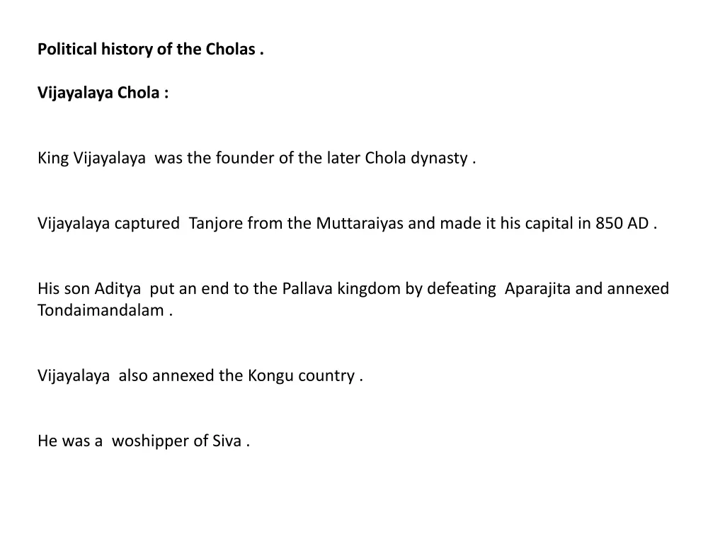 political history of the cholas