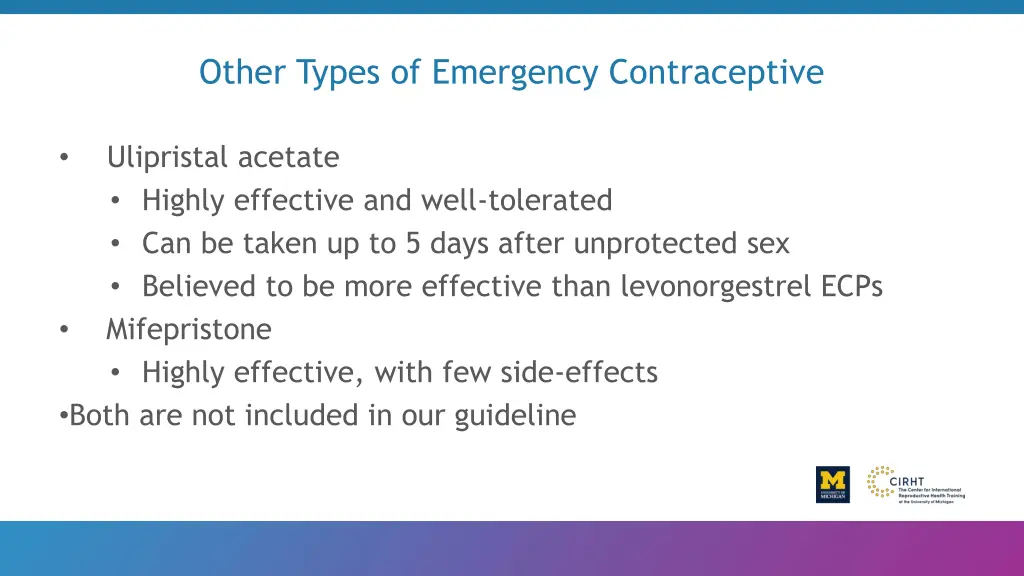 other types of emergency contraceptive