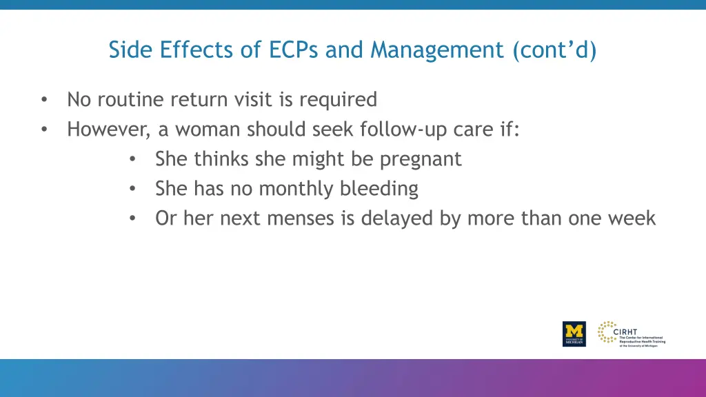 side effects of ecps and management cont d