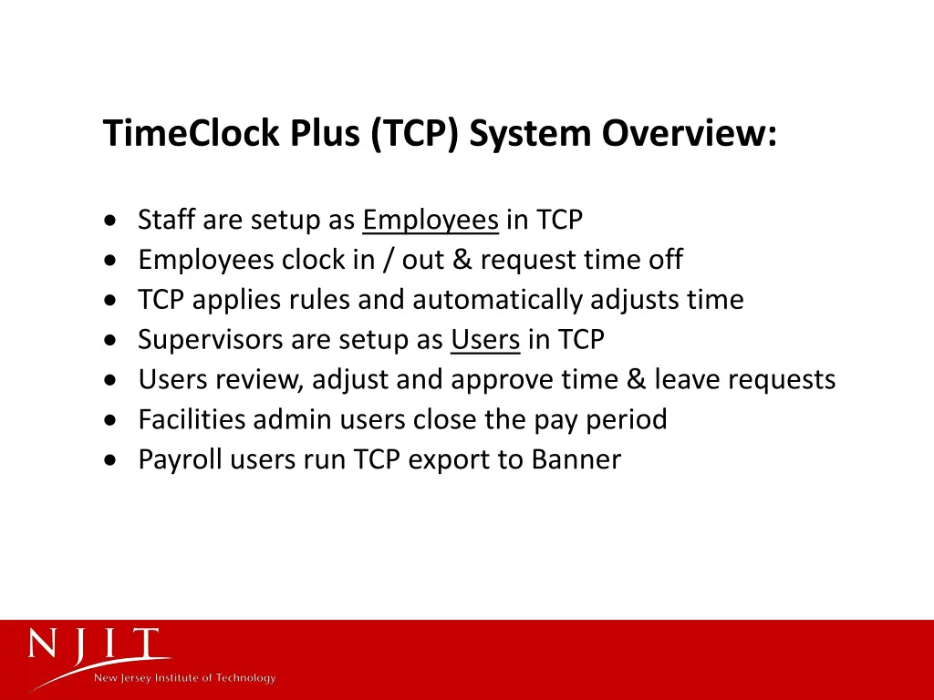 timeclock plus tcp system overview