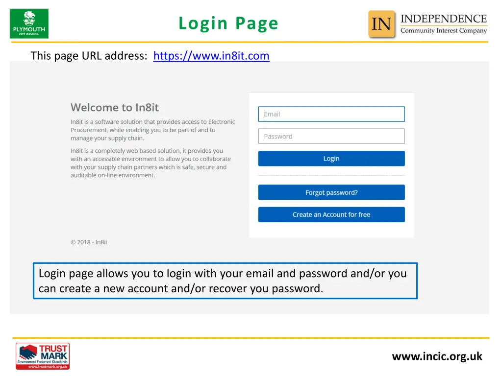 login page