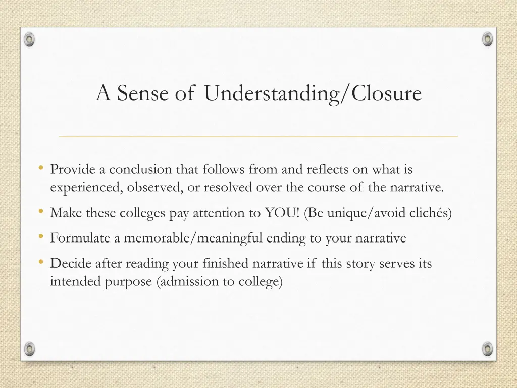 a sense of understanding closure