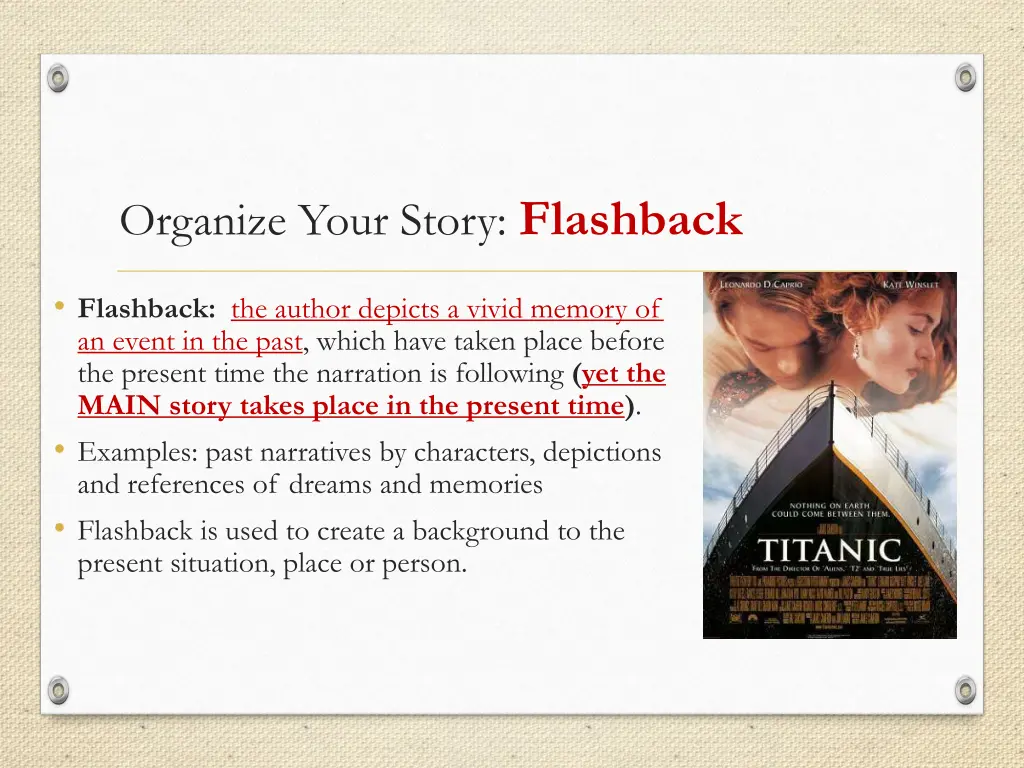 organize your story flashback