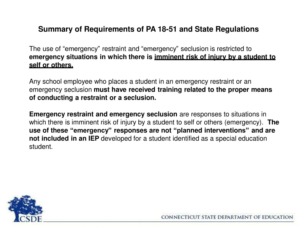 summary of requirements of pa 18 51 and state