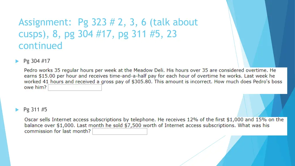 assignment pg 323 2 3 6 talk about cusps 2