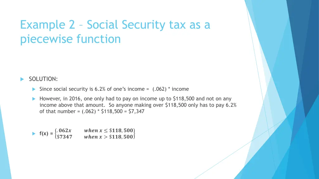 example 2 social security tax as a piecewise