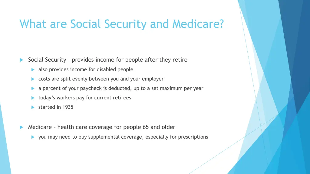 what are social security and medicare