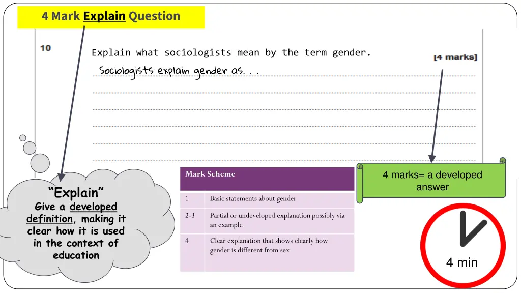 4 mark explain question