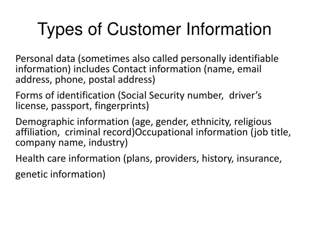 types of customer information 1