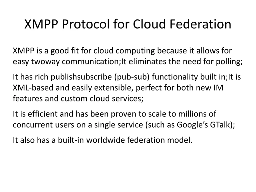 xmpp protocol for cloud federation 1