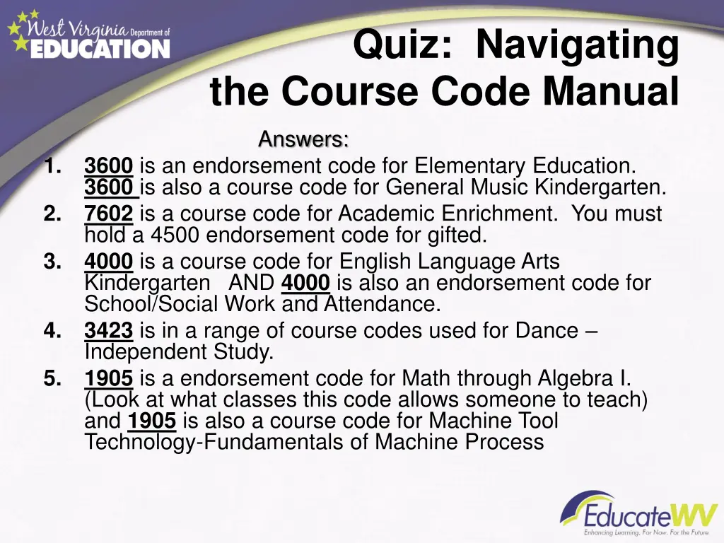 quiz navigating the course code manual answers