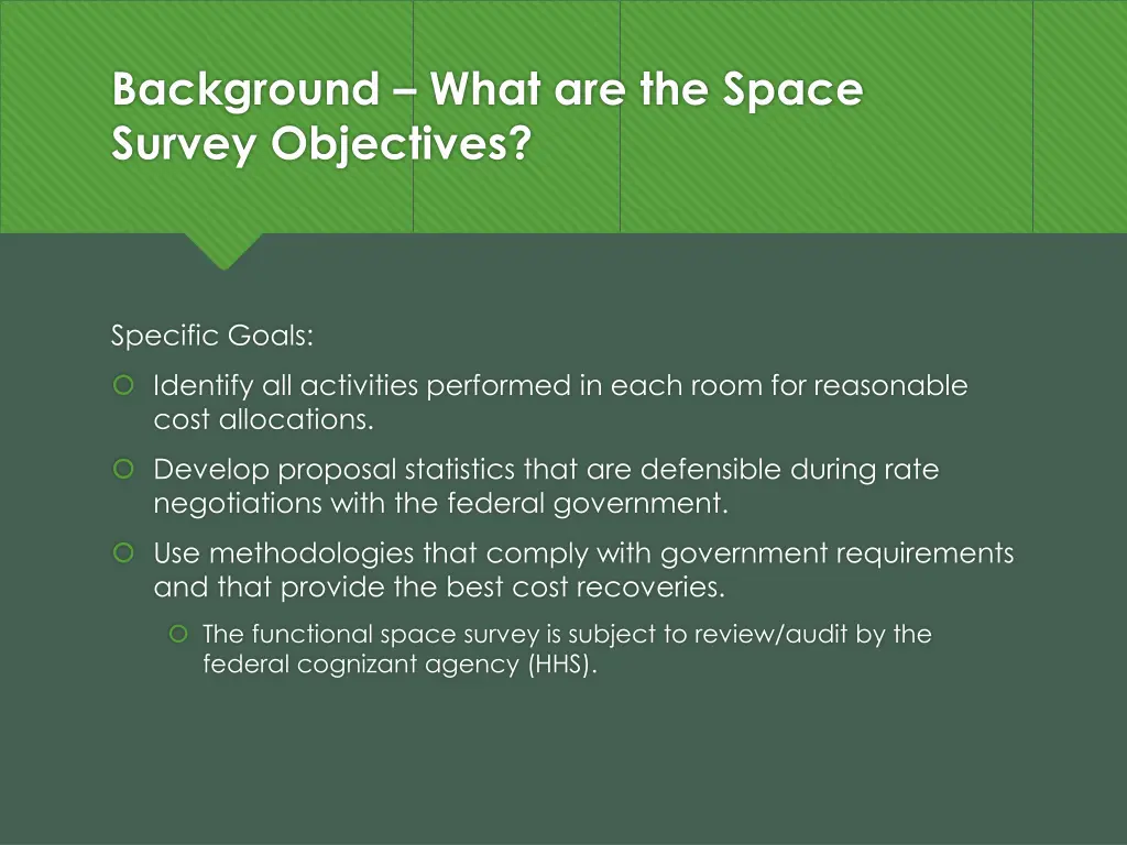 background what are the space survey objectives