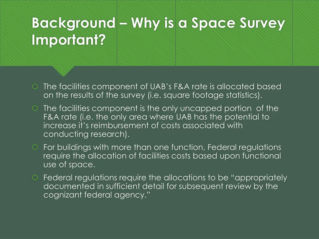 background why is a space survey important