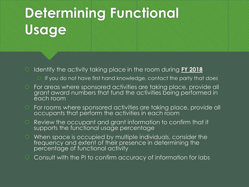 determining functional usage