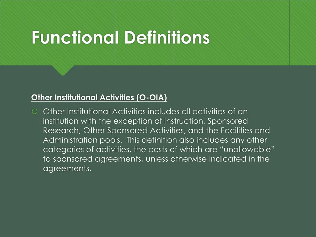 functional definitions 17