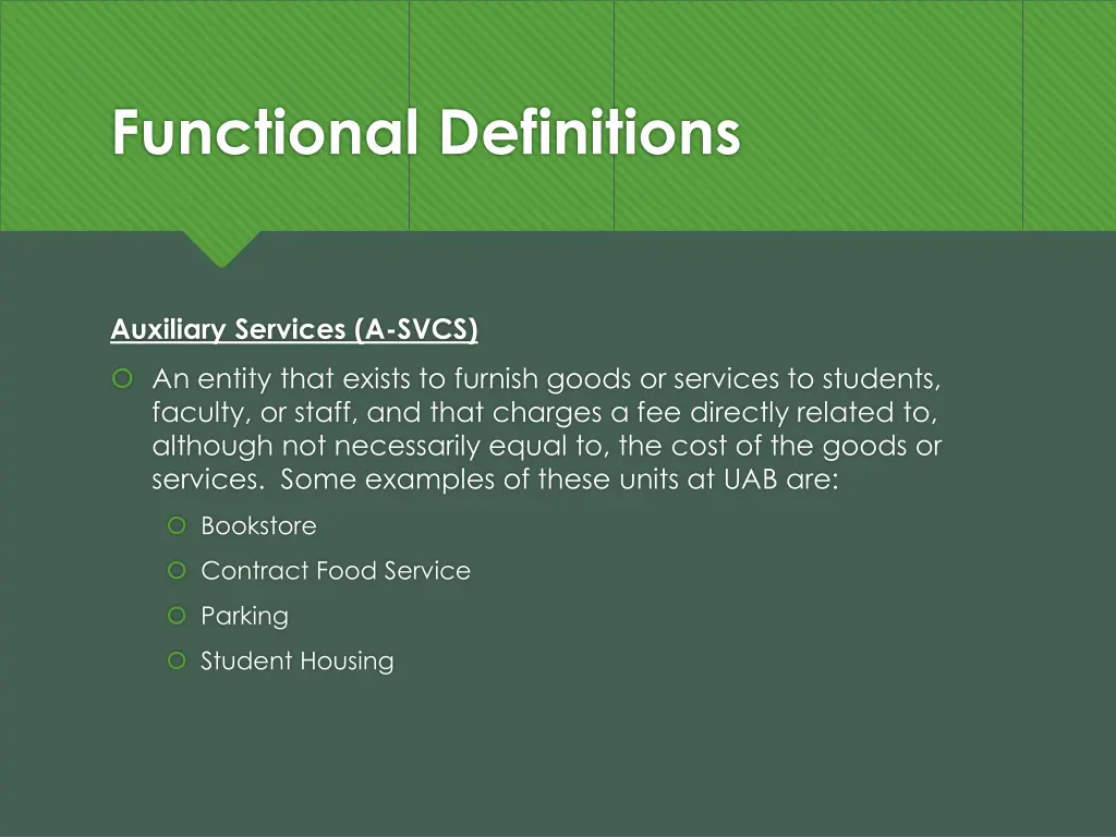 functional definitions 18