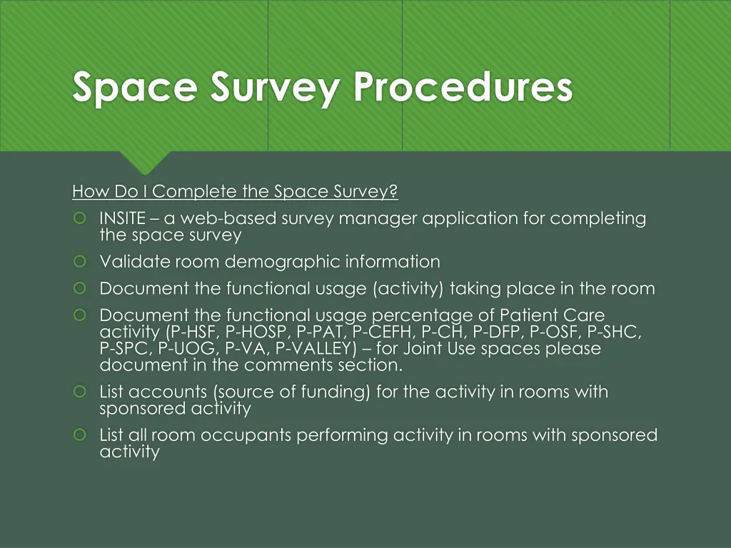 space survey procedures