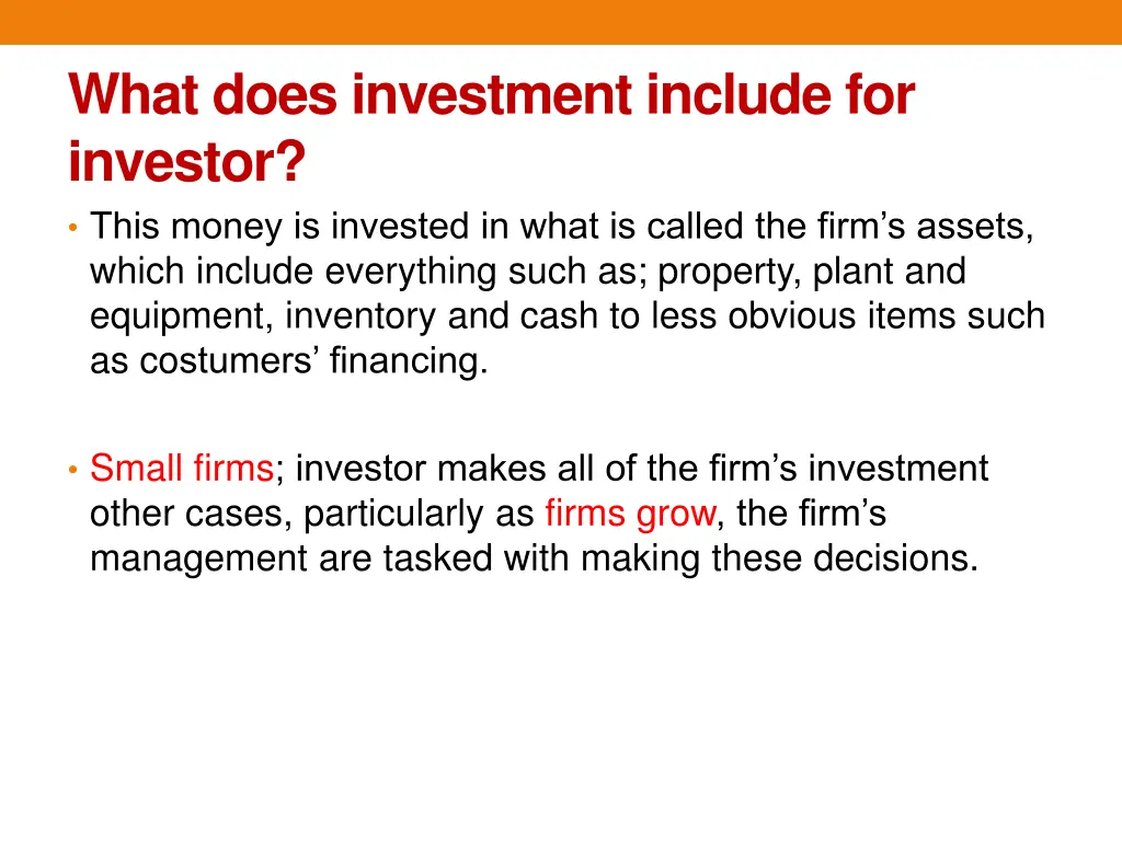 what does investment include for investor this