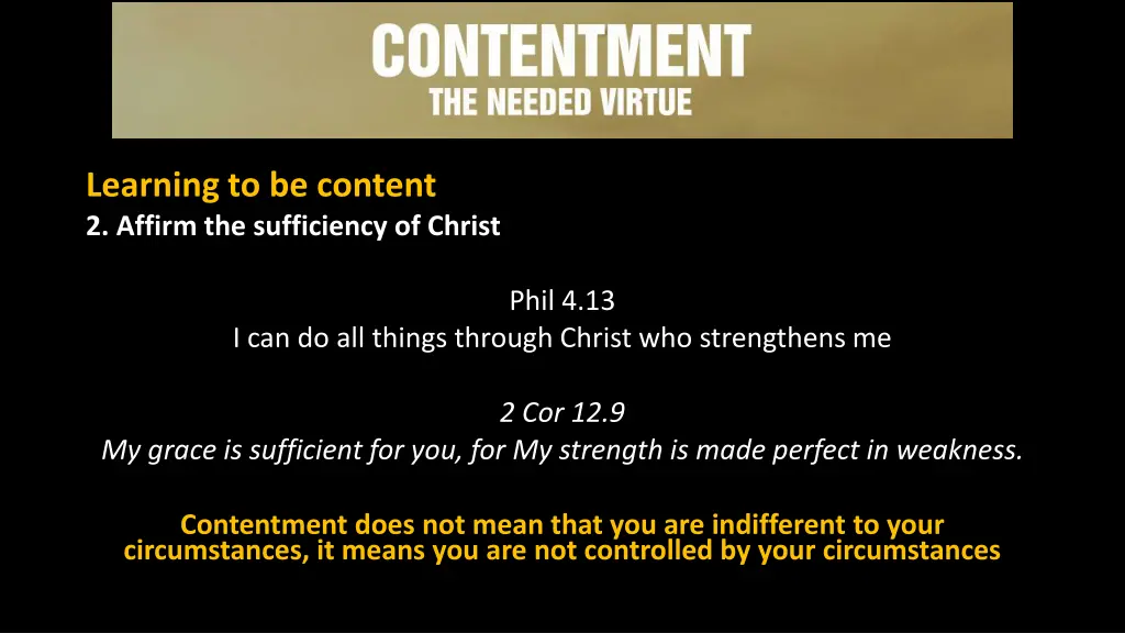 learning to be content 2 affirm the sufficiency