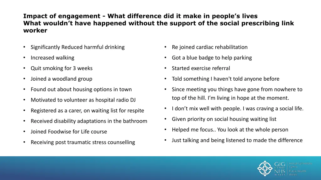 impact of engagement what difference did it make